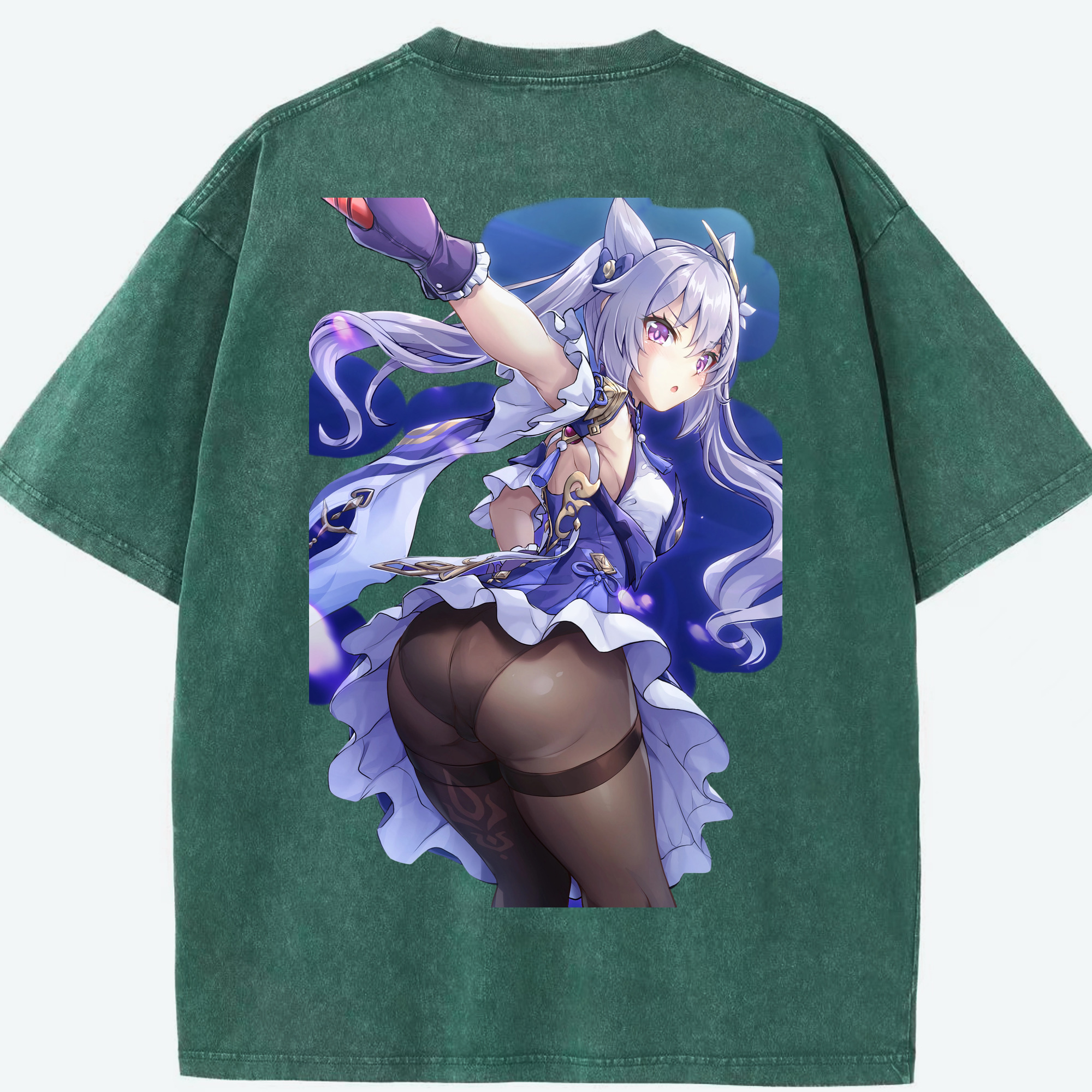 げんし神 刻晴 こくせい genshin Kokusei 綿100% ヴィンテージ風 半袖Tシャツ（背面プリント）